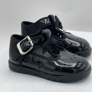 Vintage TKS The Kids Store Black Mary Jane Shoes Size 4 2-12Months Made In USA
